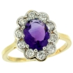 Picture of 10K Yellow Gold Halo Engagement Amethyst Engagement Ring Diamond Accents Oval 9x7mm, sizes 5 - 10