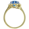 Picture of 10K Yellow Gold Halo Engagement Swiss Blue Topaz Engagement Ring Diamond Accents Oval 9x7mm, sizes 5 - 10