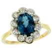 Picture of 10K Yellow Gold Halo Engagement London Blue Topaz Engagement Ring Diamond Accents Oval 9x7mm, sizes 5 - 10