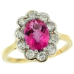 Picture of 10K Yellow Gold Halo Engagement Pink Topaz Engagement Ring Diamond Accents Oval 9x7mm, sizes 5 - 10