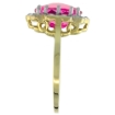 Picture of 10K Yellow Gold Halo Engagement Pink Topaz Engagement Ring Diamond Accents Oval 9x7mm, sizes 5 - 10