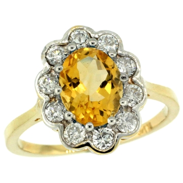 Picture of 10K Yellow Gold Halo Engagement Citrine Engagement Ring Diamond Accents Oval 9x7mm, sizes 5 - 10