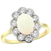 Picture of 10K Yellow Gold Halo Engagement Opal Engagement Ring Diamond Accents Oval 9x7mm, sizes 5 - 10