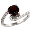 Picture of 10K White Gold Natural Garnet Swirl Design Ring Diamond Accent Round 6mm, 1/2 inch wide