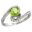 Picture of 10K White Gold Natural Peridot Swirl Design Ring Diamond Accent Round 6mm, 1/2 inch wide