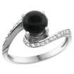 Picture of 10K White Gold Natural Black Onyx Swirl Design Ring Diamond Accent Round 6mm, 1/2 inch wide