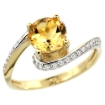 Picture of 10K Yellow Gold Natural Citrine Swirl Design Ring Diamond Accent Round 6mm, 1/2 inch wide