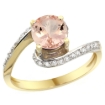 Picture of 10K Yellow Gold Natural Morganite Swirl Design Ring Diamond Accent Round 6mm, 1/2 inch wide