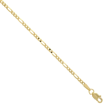 Picture of 10K Solid Yellow Gold FIGARO Chain Necklace Concave 2.23 - 10.25 mm Nickel Free, 16 - 30 inches long