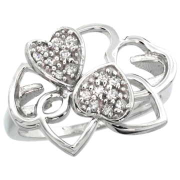 Picture of 10K Gold Twin Hearts Diamond Ring, sizes 5 - 10