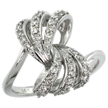 Picture of 10K White Gold Ribbon Diamond Ring 0.39 cttw, 11/16 inch wide