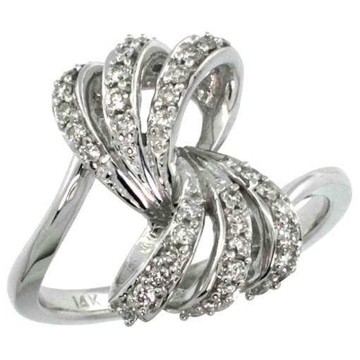 Picture of 10K White Gold Ribbon Diamond Ring 0.39 cttw, 11/16 inch wide