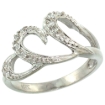 Picture of 10K Gold Triple Heart Diamond Engagement Ring 0.13 cttw, 7/16 inch wide