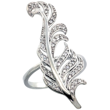Picture of 10K Gold Palm Leaf Ring with Diamond Accents 0.23 cttw, 1 3/8 inch wide