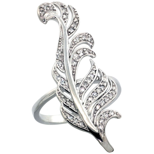 Picture of 10K Gold Palm Leaf Ring with Diamond Accents 0.23 cttw, 1 3/8 inch wide