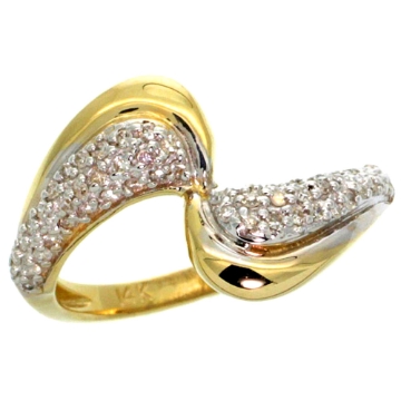 Picture of 10K Yellow Gold Wave Diamond Ring 0.30 cttw, 1/2 inch wide