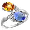 Picture of 10K White Gold Diamond Natural Citrine & Tanzanite 2-stone Ring Oval 8x6mm, sizes 5 - 10