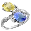Picture of 10K White Gold Diamond Natural Lemon Quartz & Tanzanite 2-stone Ring Oval 8x6mm, sizes 5 - 10
