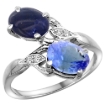 Picture of 10K White Gold Diamond Natural Lapis & Tanzanite 2-stone Ring Oval 8x6mm, sizes 5 - 10