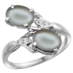 Picture of 10K White Gold Diamond Natural Gray Moonstone 2-stone Ring Oval 8x6mm, sizes 5 - 10