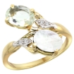 Picture of 10K Yellow Gold Diamond Natural Green Amethyst & Rainbow Moonstone 2-stone Ring Oval 8x6mm, sizes 5 - 10